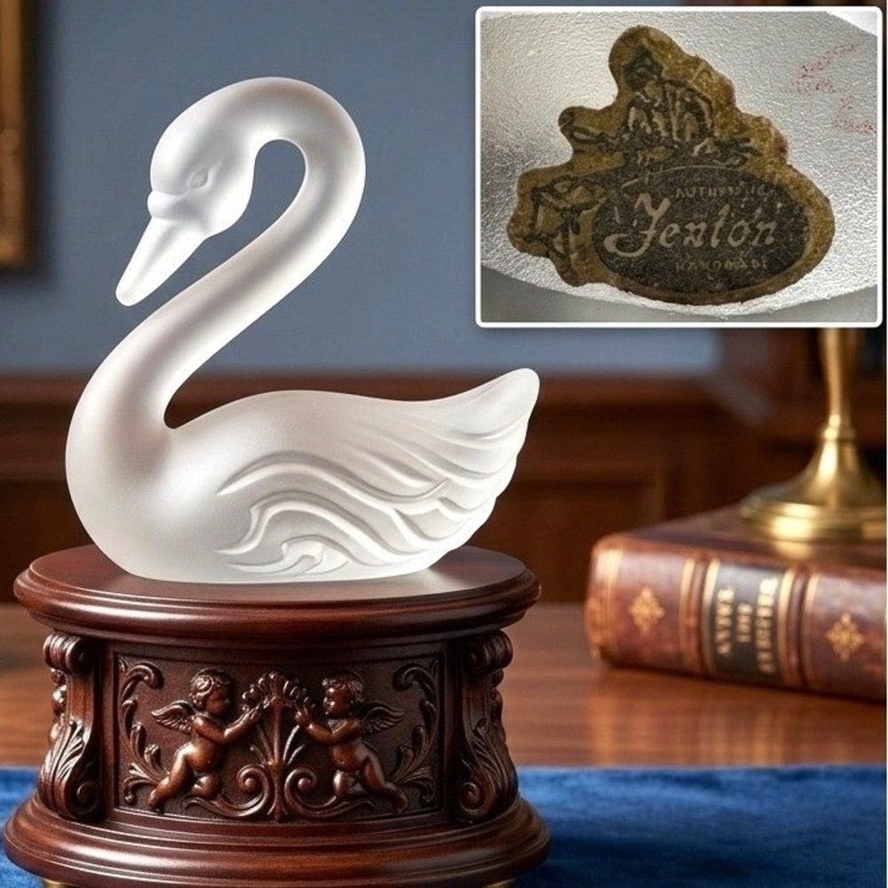 Fenton Swan Figurine Small White‎ Frosted Satin Glass Art Handmade USA